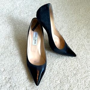 $695 Jimmy Choo Agnes Gray Suede Patent Toe Degraded Ombre Pumps Heels 37 US 7
